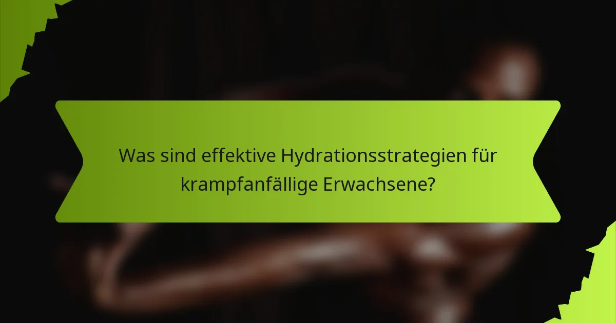 Was sind effektive Hydrationsstrategien für krampfanfällige Erwachsene?