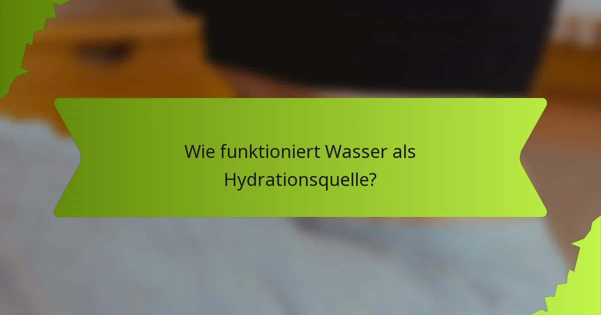 Wie funktioniert Wasser als Hydrationsquelle?