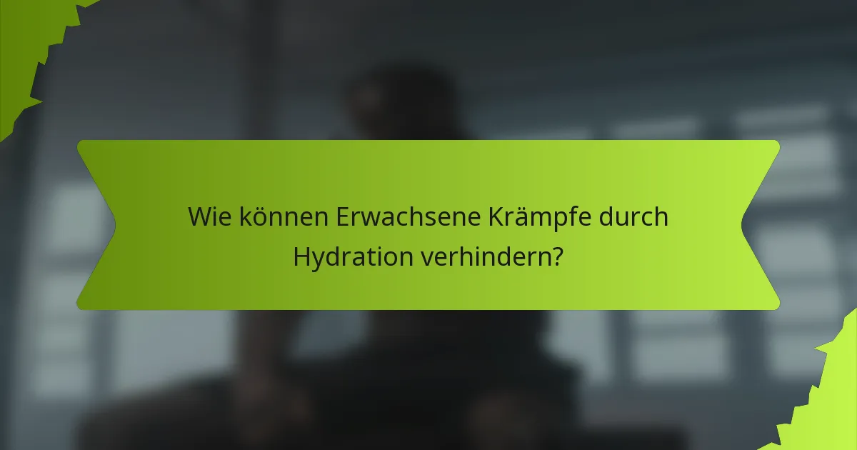 Wie können Erwachsene Krämpfe durch Hydration verhindern?